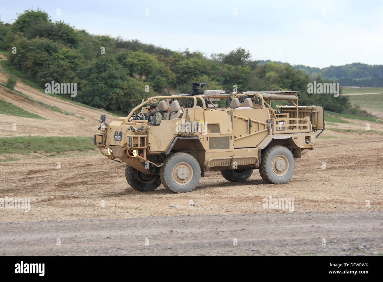 Jackal 4×4 wheel-drive vehicle on Salisbury Plain Training Area. Stock Photo