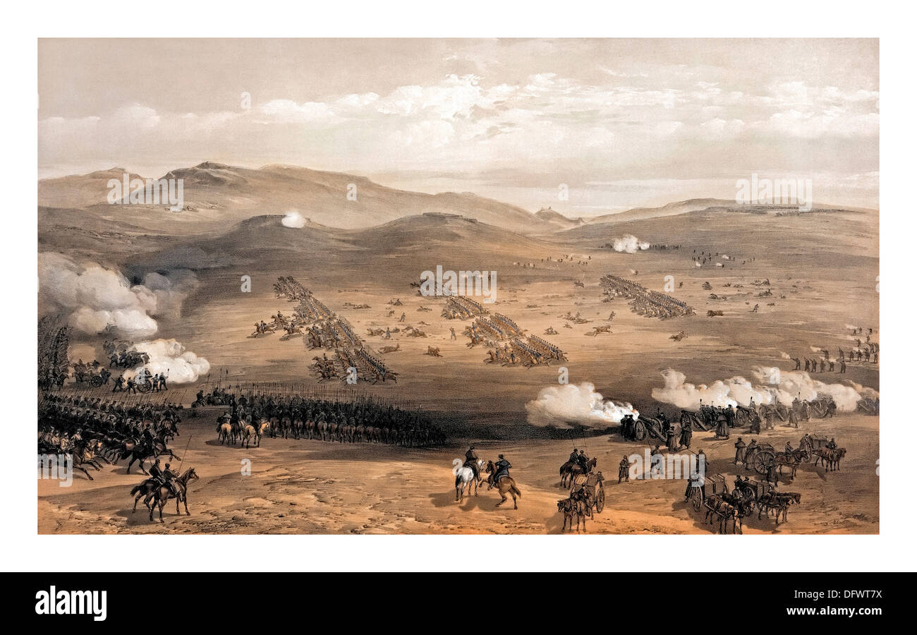 The 'Charge of the Light  Brigade' at Balaklava led by Major General Earl of Cardigan October 1854 Stock Photo
