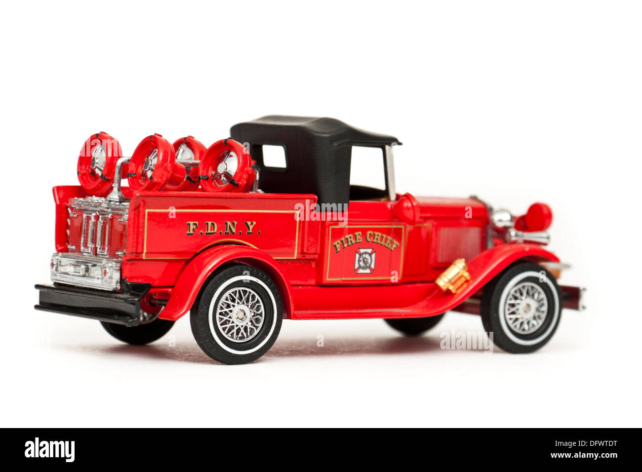 Matchbox replica of vintage / antique New York Fire Department 'Fire Chief' truck Stock Photo