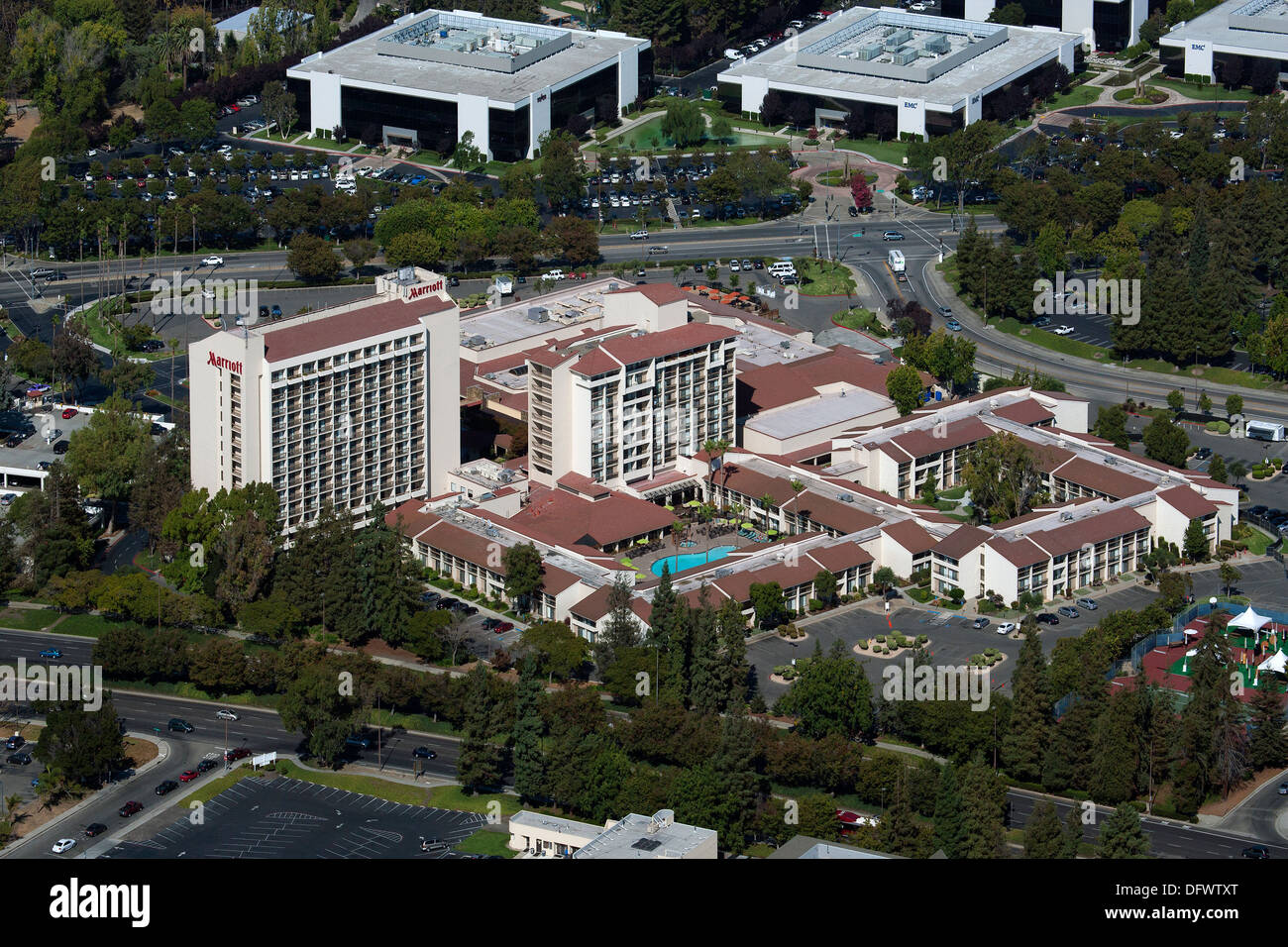 aerial photograph Marriott hotel, Santa Clara, California Stock Photo