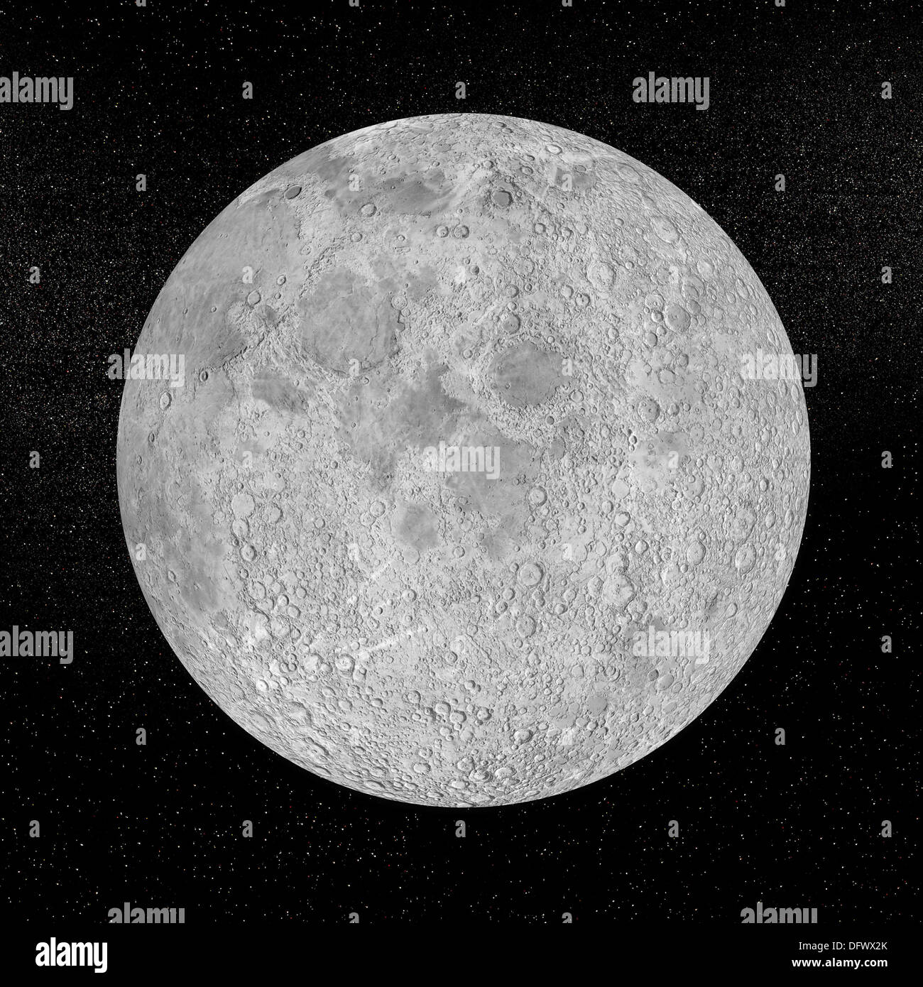 Artists concept of a full moon in the universe at night. Stock Photo