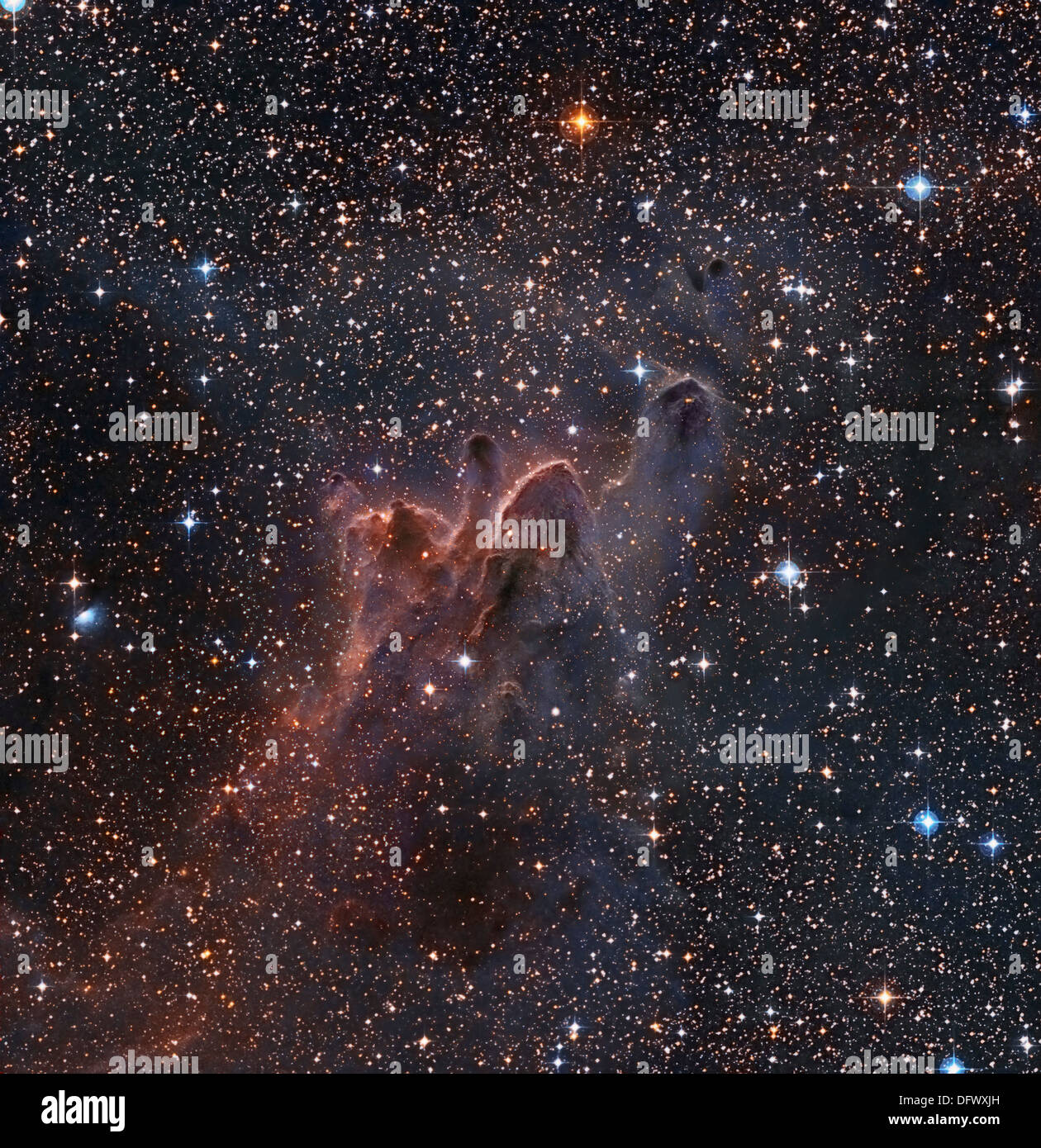 Cometary Globules CG 30/31/38 in the constellations Vela and Puppis. Stock Photo