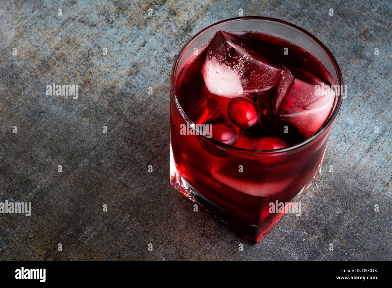 Cranberry cocktail with ice Stock Photo