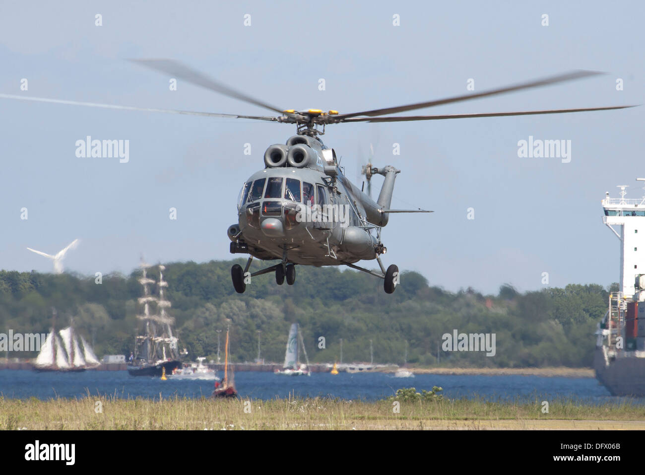 Mil Mi-8 helicopter of the Lithuanian Air Force in Kiel, Germany. Stock Photo