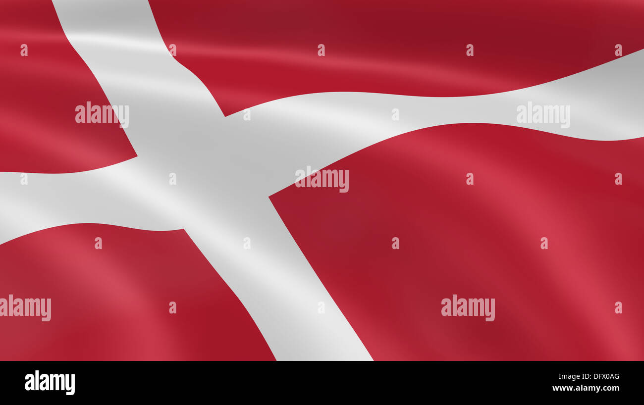 Danish flag in the wind. Part of a series. Stock Photo