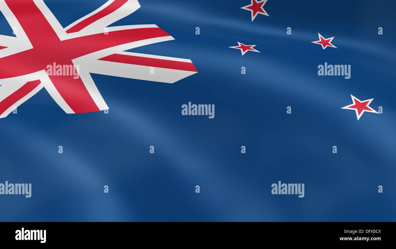 New Zealander Flag In The Wind. Part Of A Series Stock Photo - Alamy