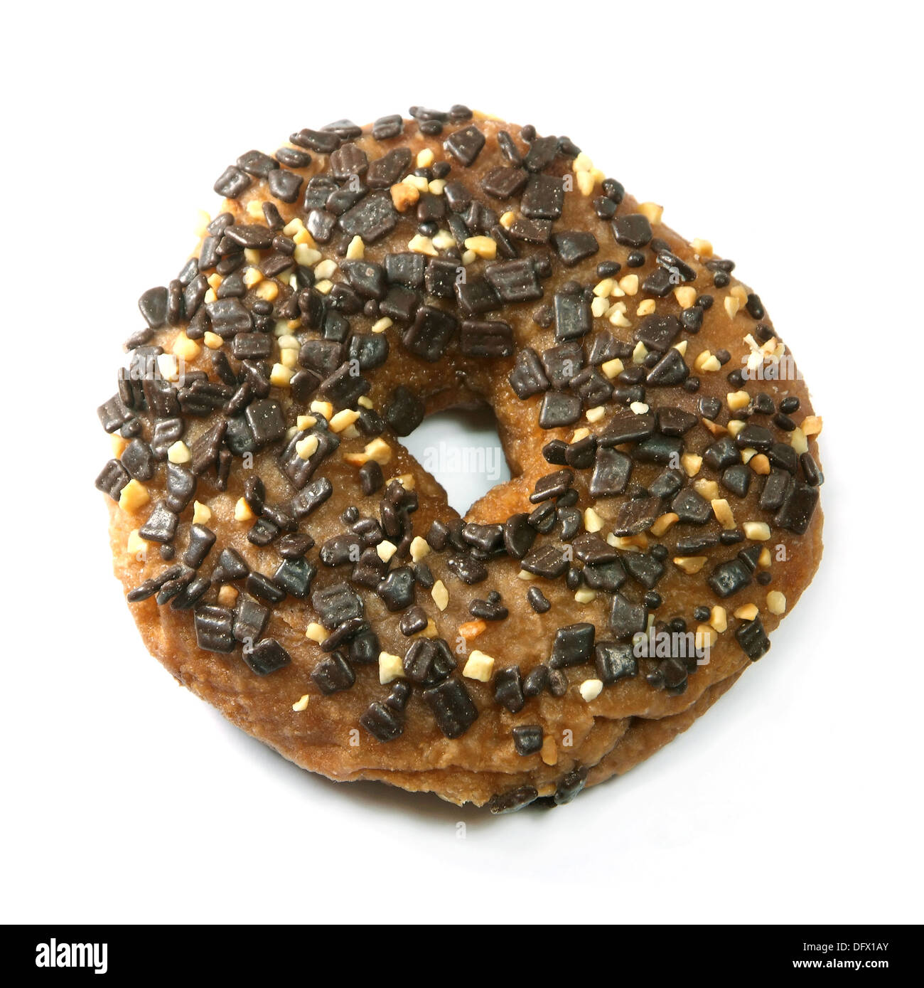 Donut with Chocolate Isolated on White Background Stock Photo - Alamy