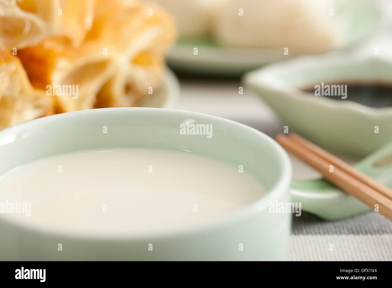 Chinese food soybean milk and youtiao Stock Photo Alamy
