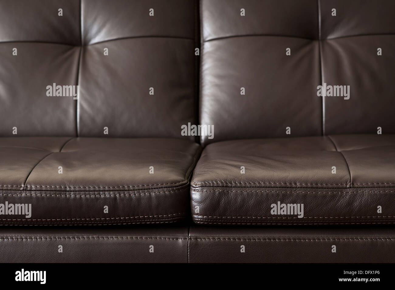 Closeup of luxurious expensive brown leather couch Stock Photo Alamy