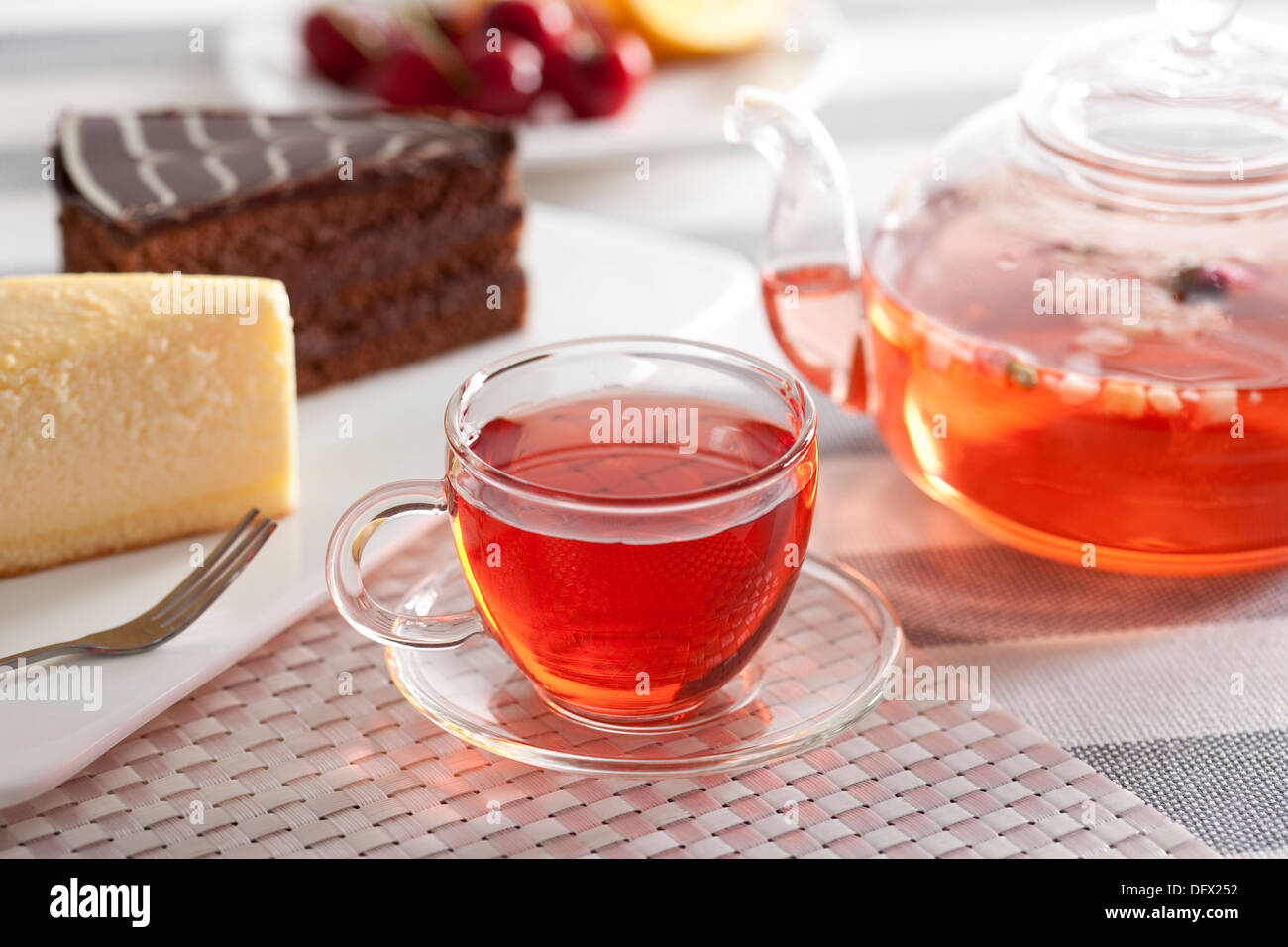 Herbal tea with cakes Stock Photo Alamy