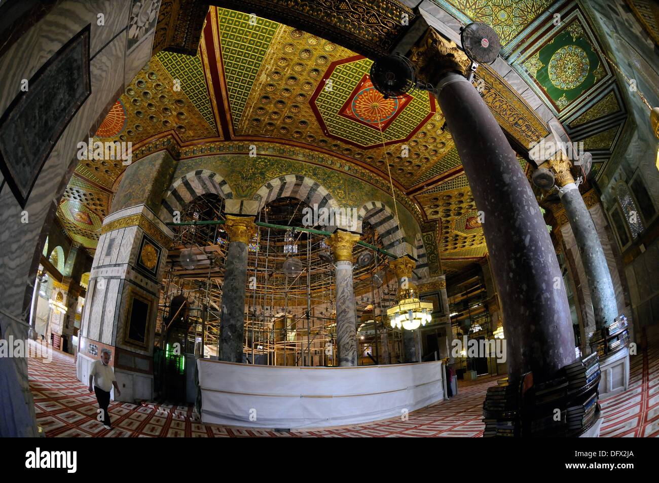 View Of The Interior Of The Dome Of The Rock On The Temple