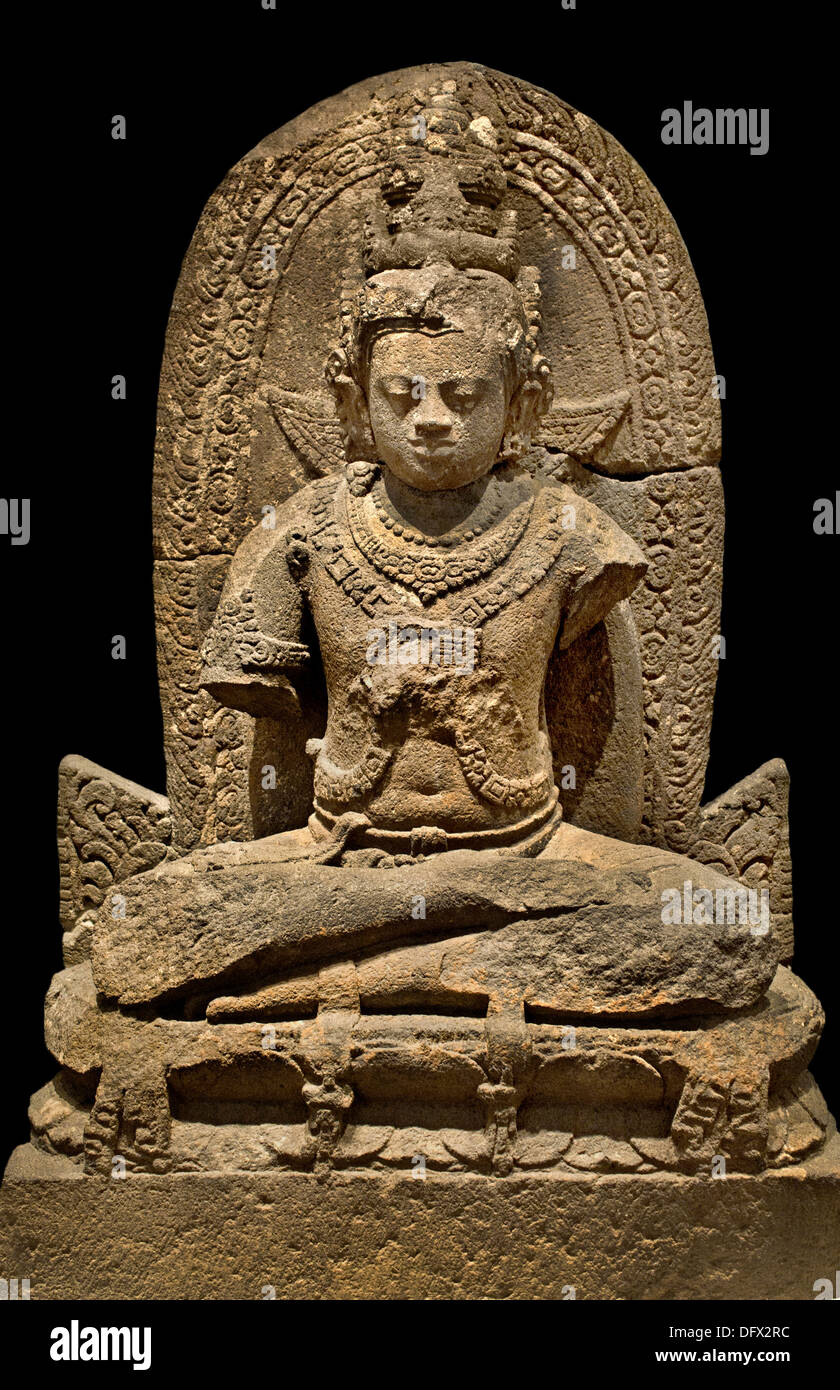 The Bodhisattva Manjushri first advocate of  Buddhism 9th century central Java  Indonesia Museum Stock Photo