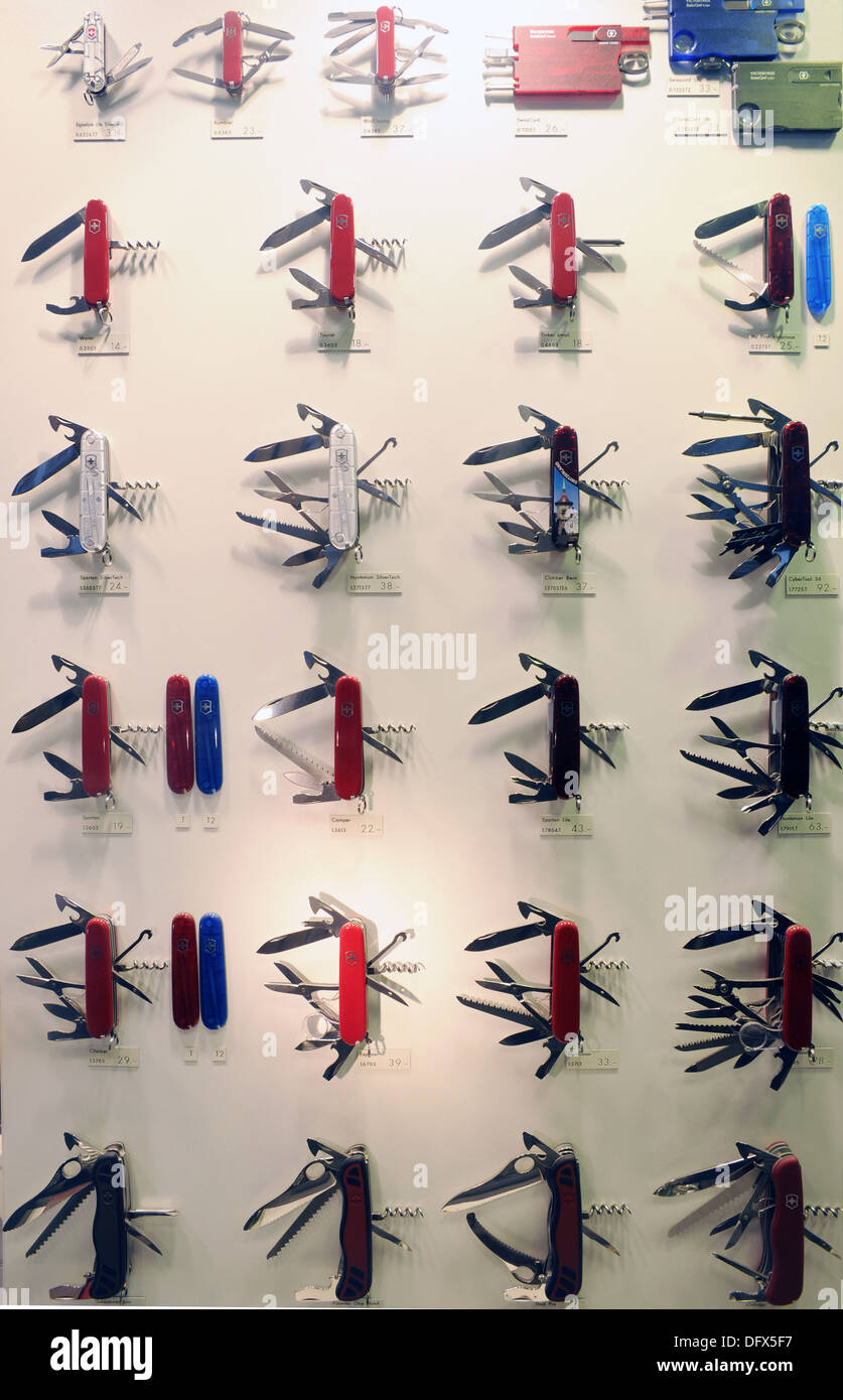 Swiss army knife on a shop at Bern on Switzerland Stock Photo - Alamy