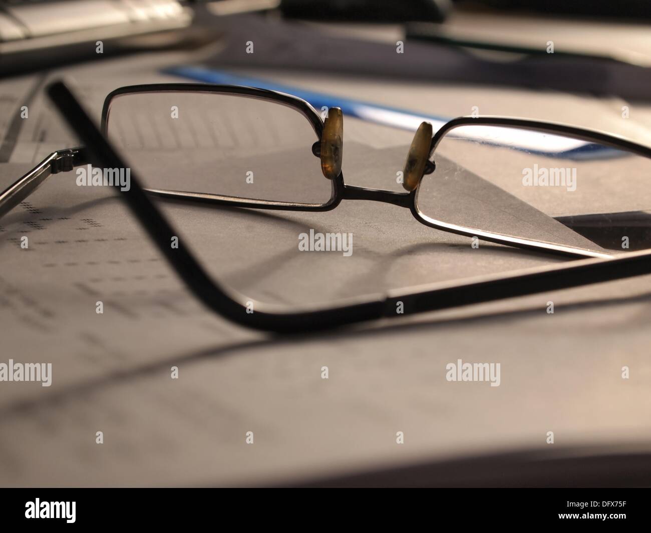 reading eyeglasses office Stock Photo Alamy