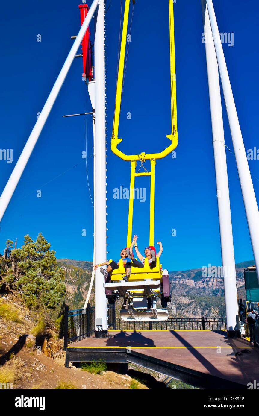 Giant Canyon Swing 1,300 feet above the Colorado River, Glenwood Stock