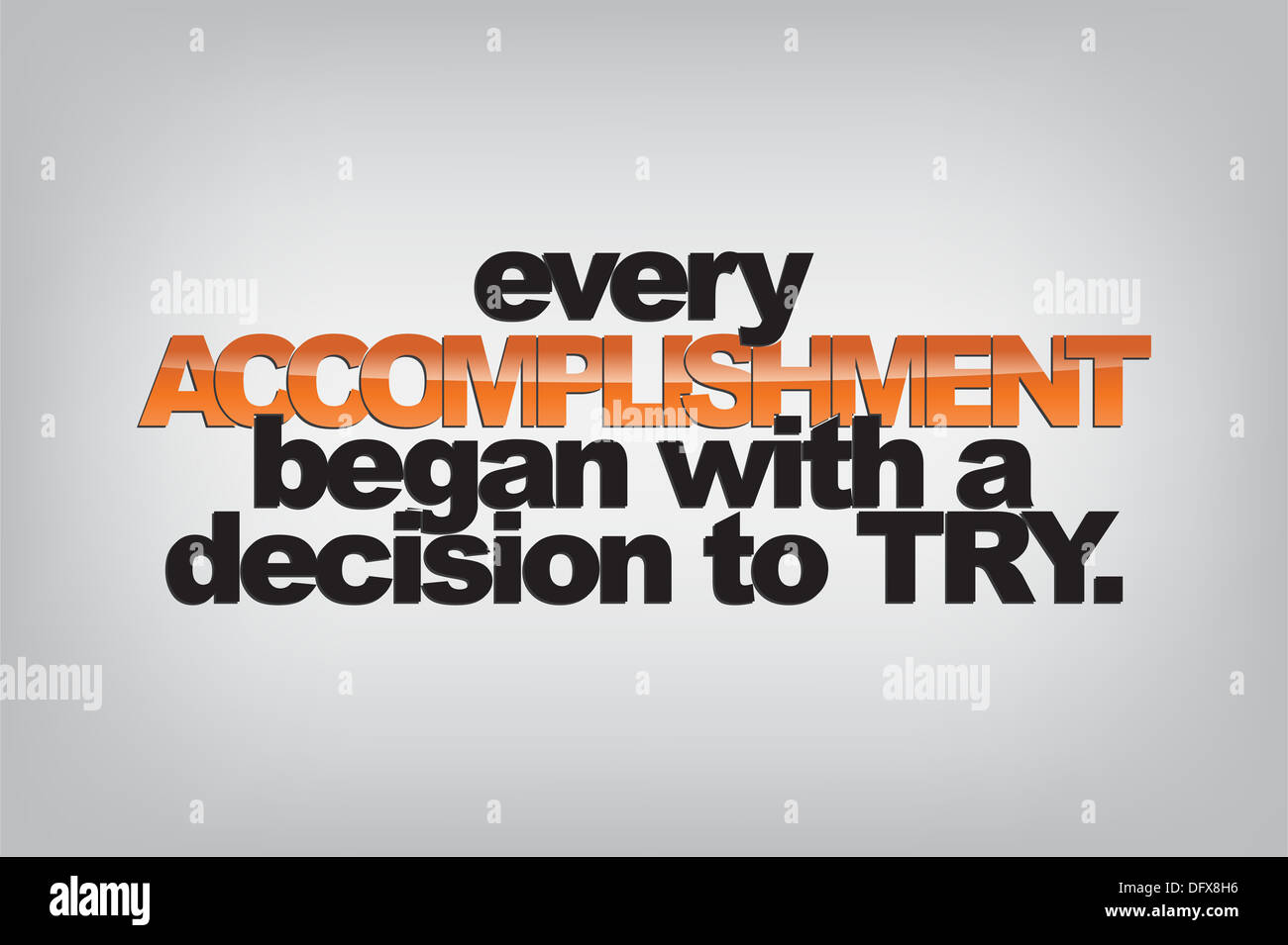 Every accomplishment began with a decision to try. Typography poster. Motivational background. Stock Photo