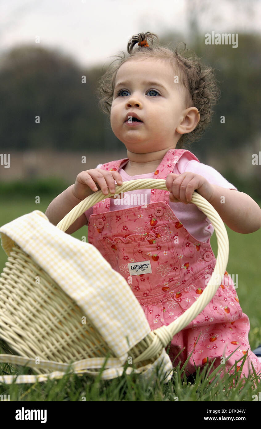 Little girl with Eater basket Stock Photo Alamy