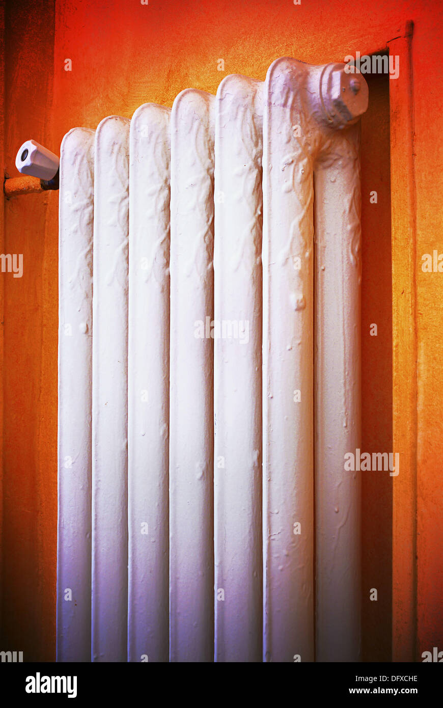 Old radiator heating system of hot water Stock Photo Alamy