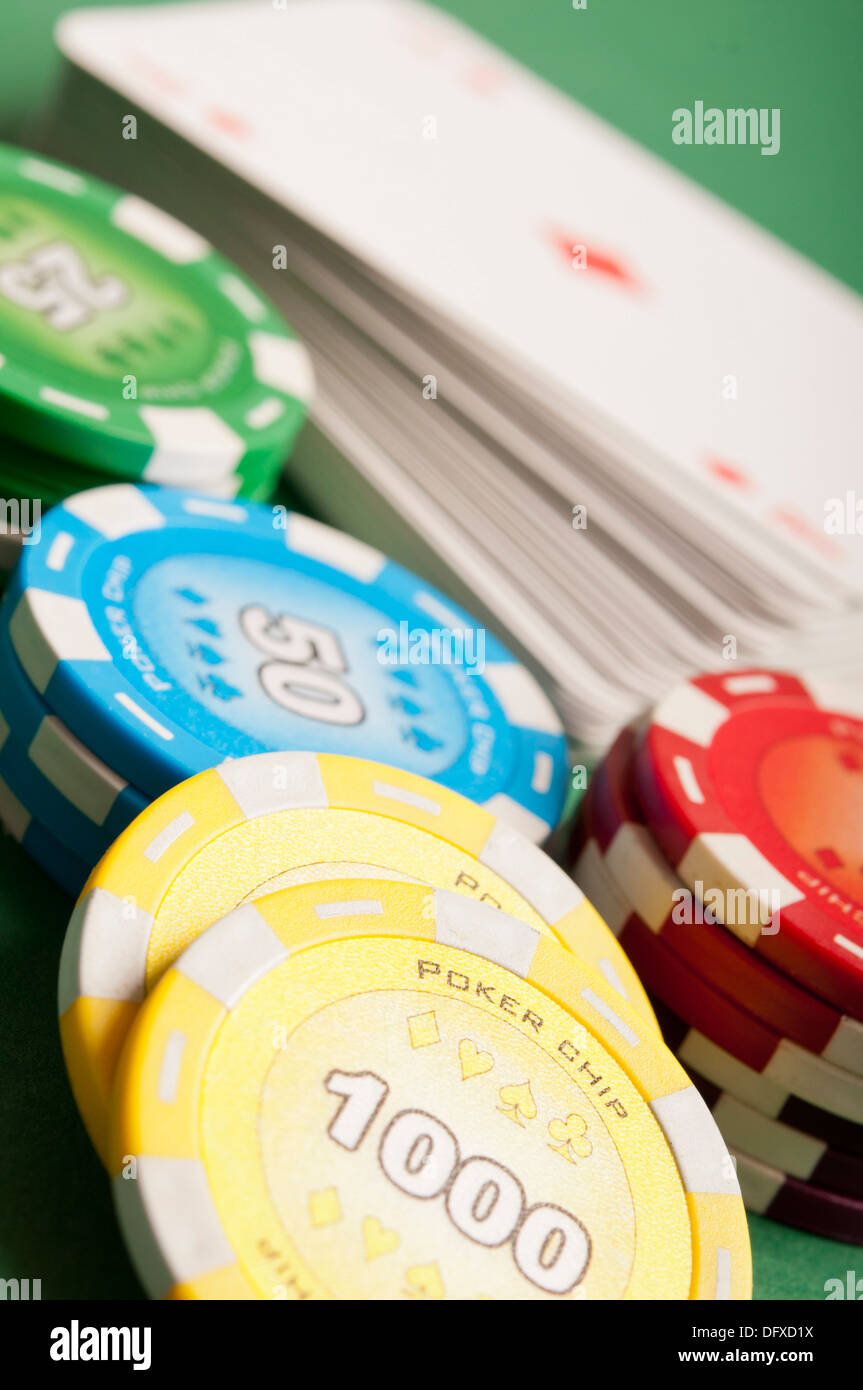 poker chips and playing cards Stock Photo Alamy