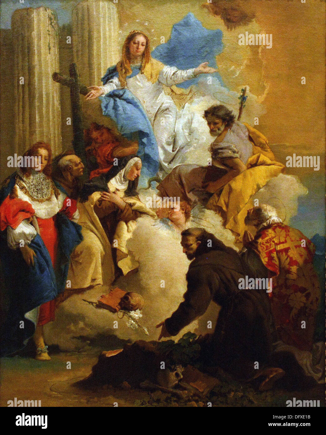 Giovanni Battista TIEPOLO - The Virgin with six Saints - Museum of Fine Arts - Budapest, Hungary. Stock Photo