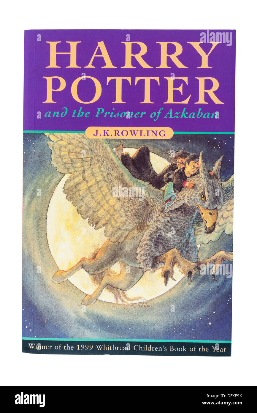 A J.K.Rowling childrens book called Harry Potter and the Prisoner of Azkaban on a white background Stock Photo