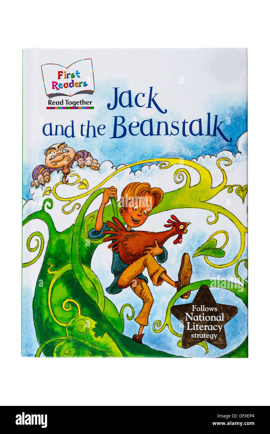 A childrens book called Jack and the Beanstalk on a white background Stock Photo