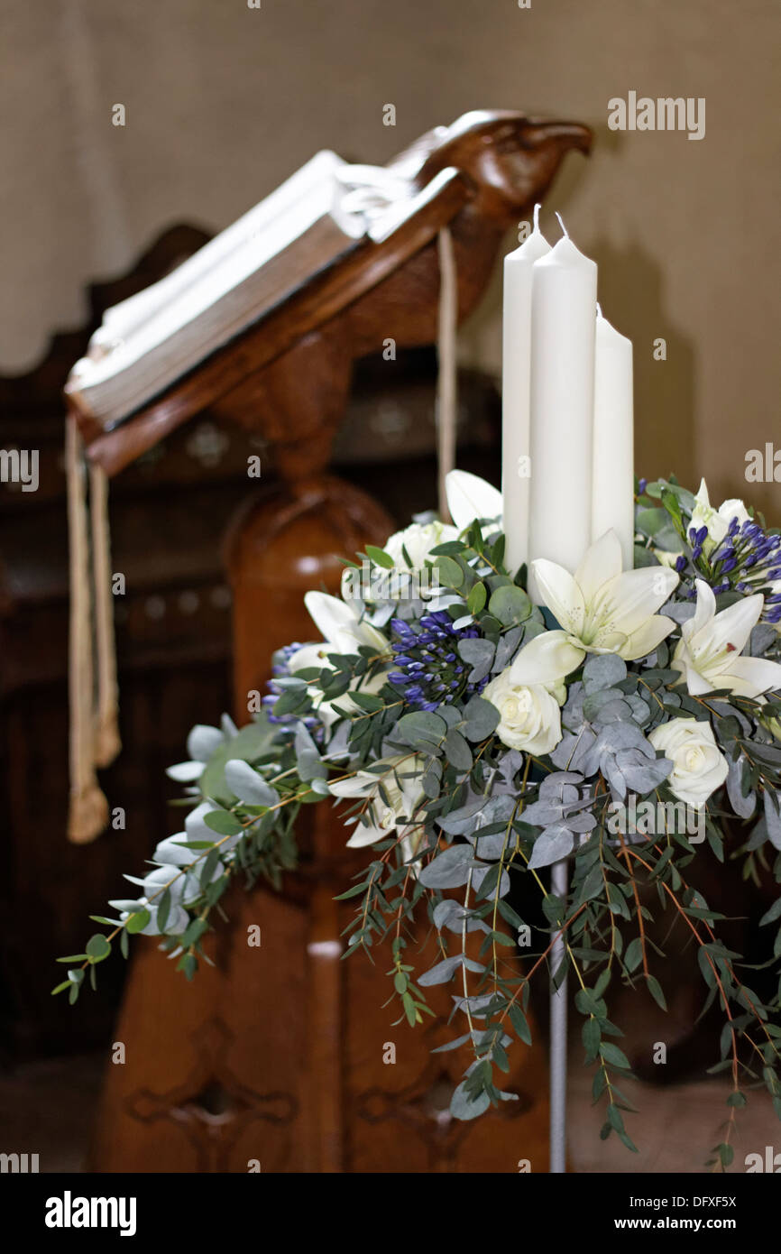 Pedestal Flower Arrangement In A Church Stock Photo 61433622 Alamy