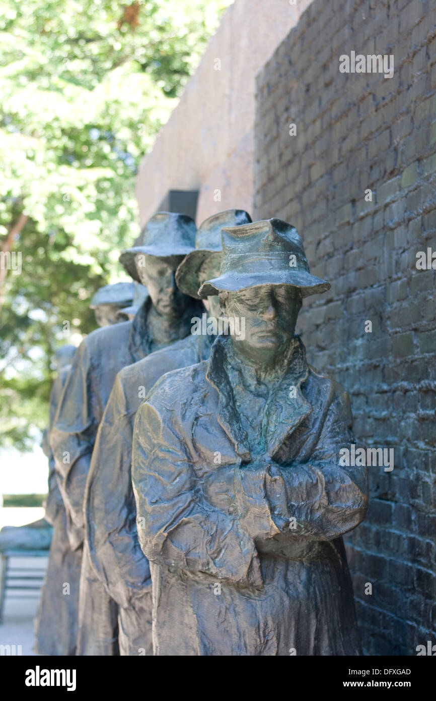 Example of a Depression line from depression era United States (Roosevelt Memorial, Washington, DC) Stock Photo