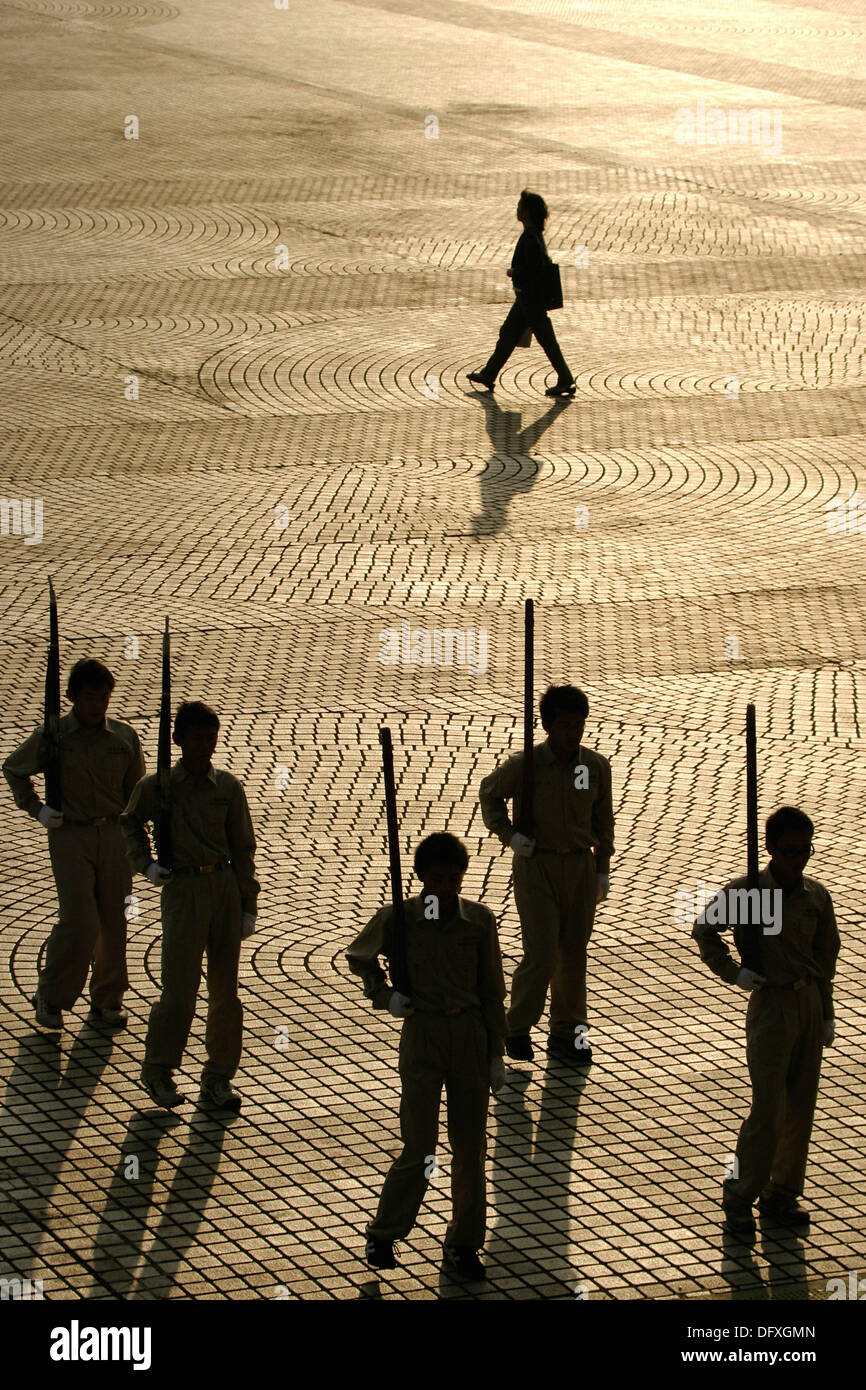 Military training for high school students in the complex of Chian Kai Shek Memorial, Taipei, Taiwan Stock Photo