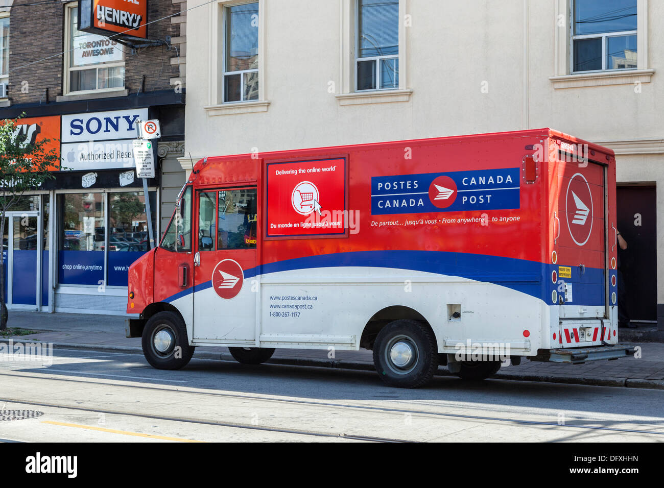 Canadian Postal delivery - Red white and blue van delivering mail for Canada  post Stock Photo - Alamy