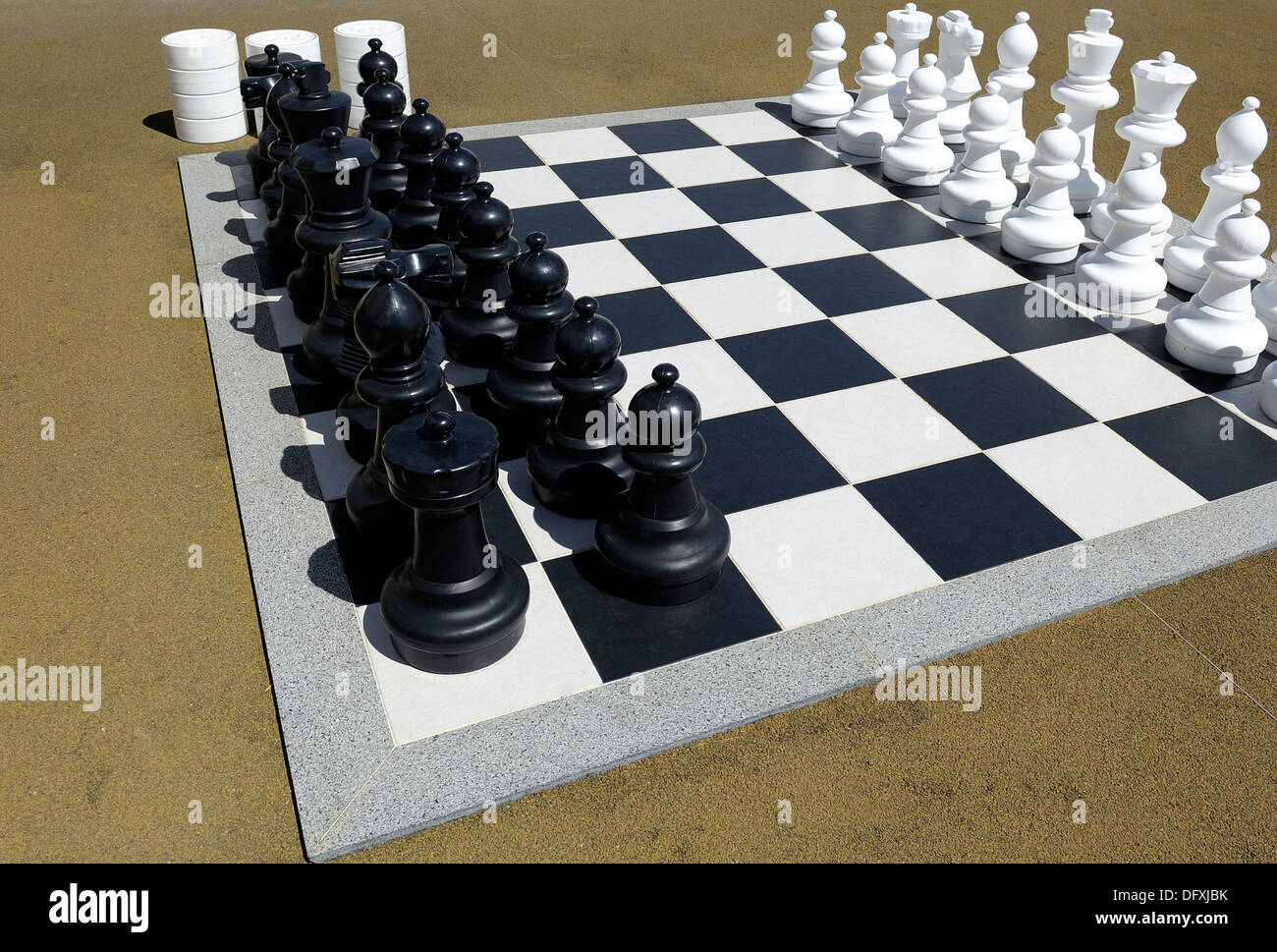 Giant chess set in a hotel adult play area Madeira Portugal Stock Photo -  Alamy