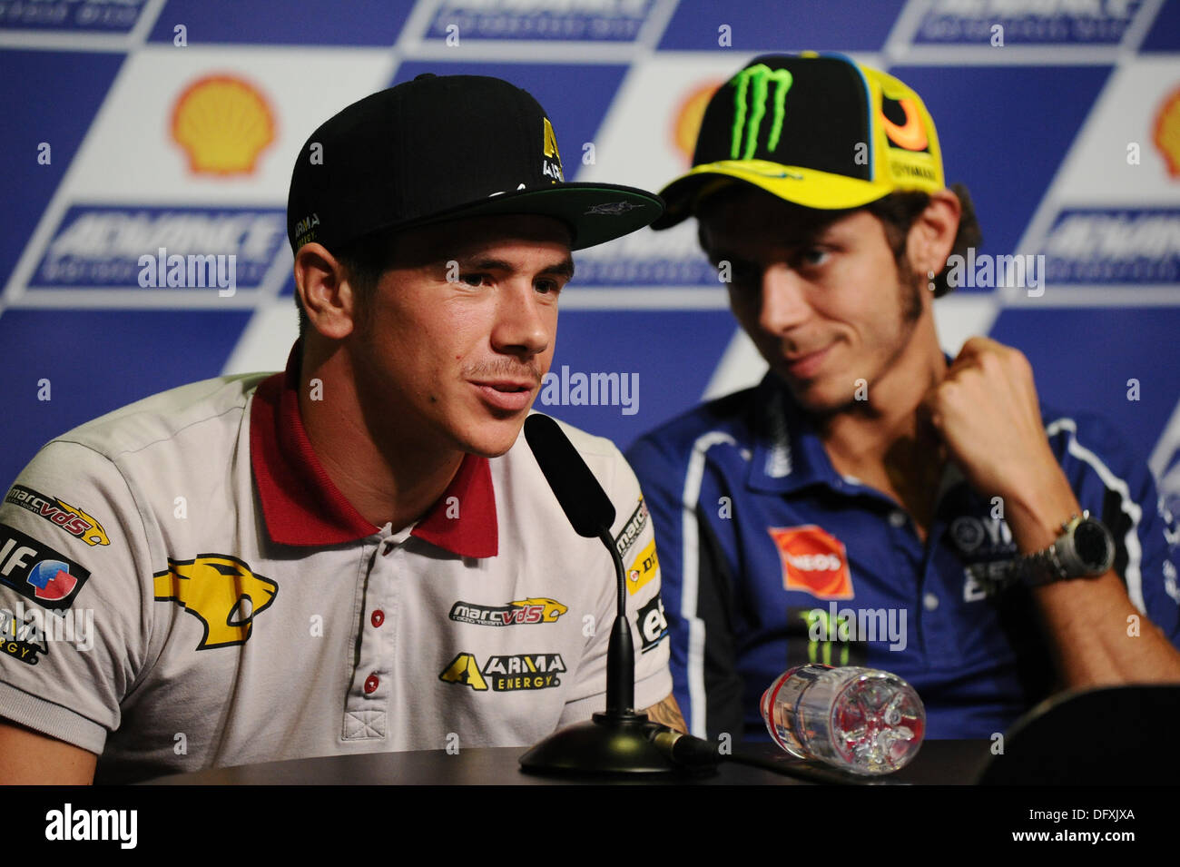 Sepang, Malaysia. 10th october 2013. Scott Redding and Valentino Rossi  during the pre event press conference at Sepang circuit Credit:  Gaetano Piazzolla/Alamy Live News Stock Photo