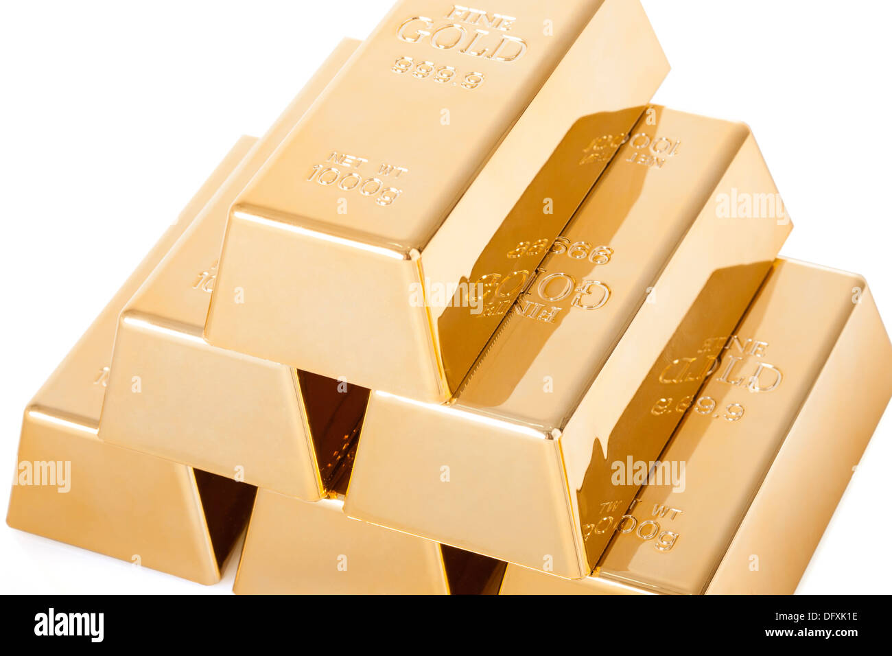 Gold bricks Stock Photo