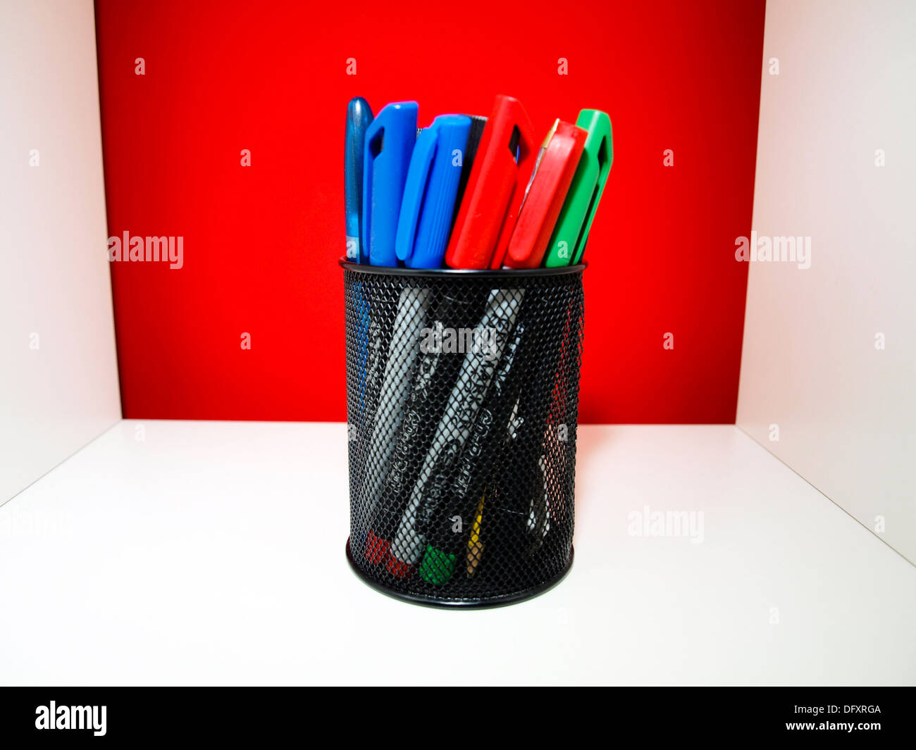 Markers in a box Stock Photo - Alamy