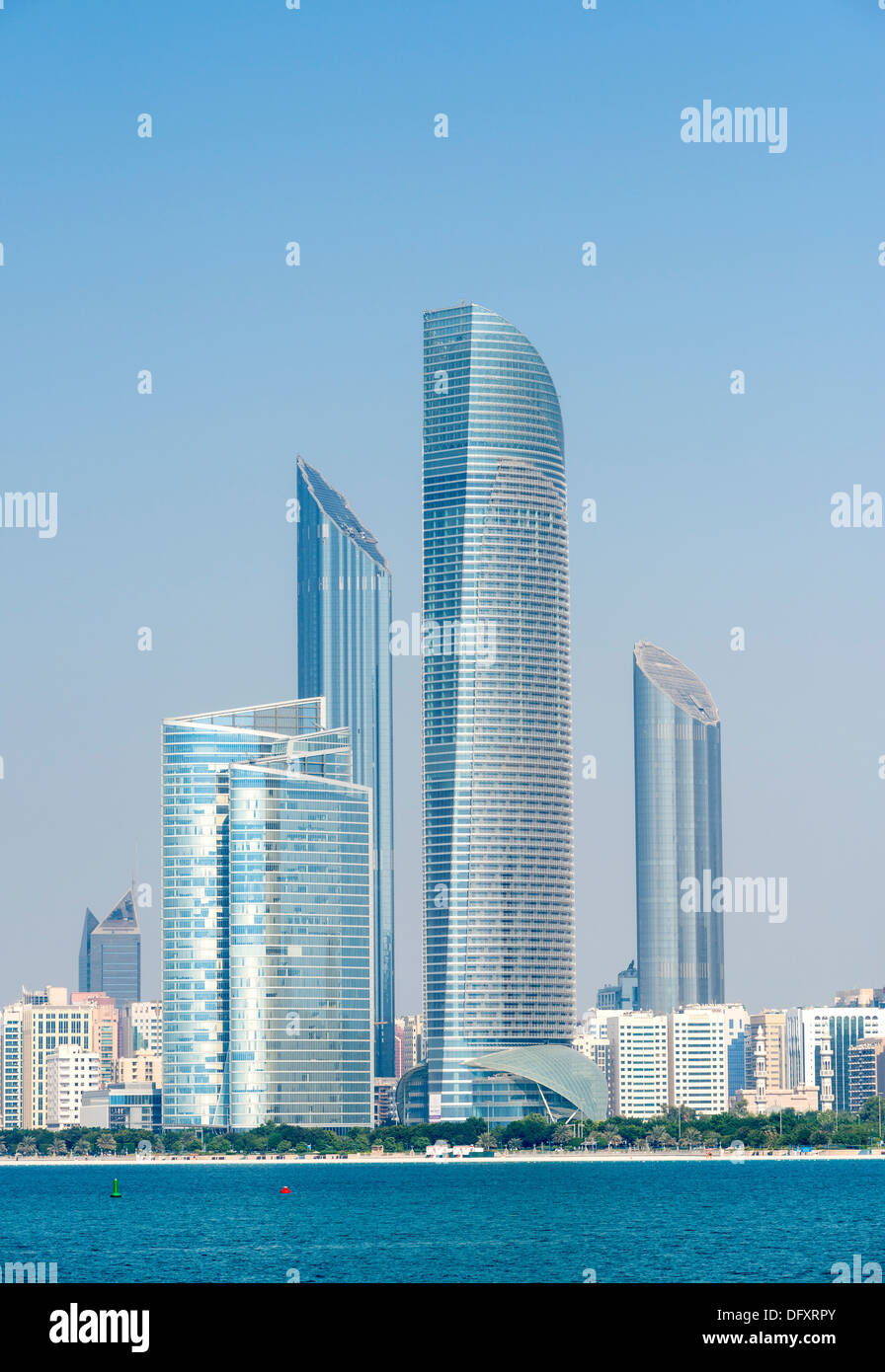 High rise towers in Abu Dhabi in United Arab Emirates UAE Stock Photo
