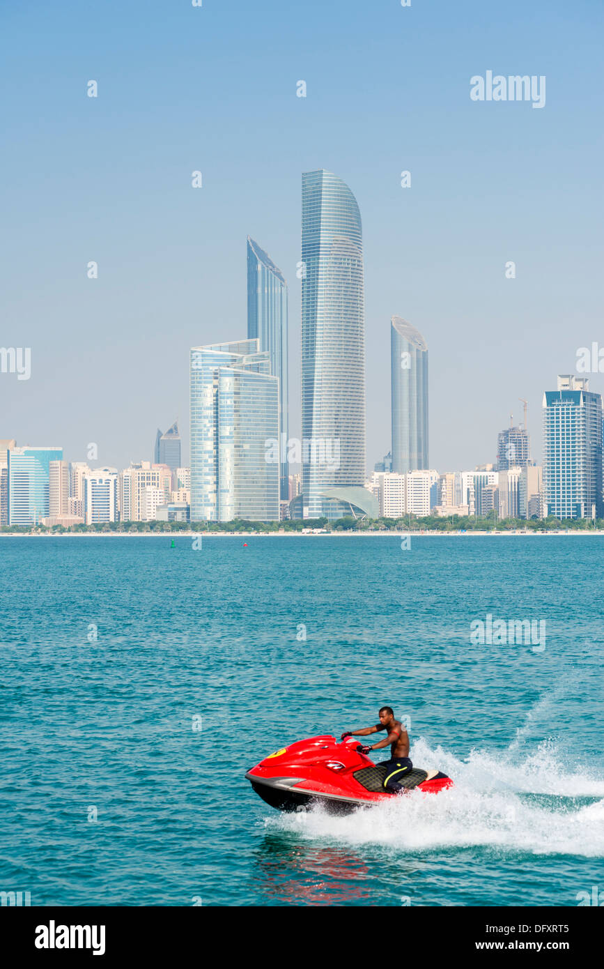 Skyline of Abu Dhabi in United Arab Emirates UAE Stock Photo