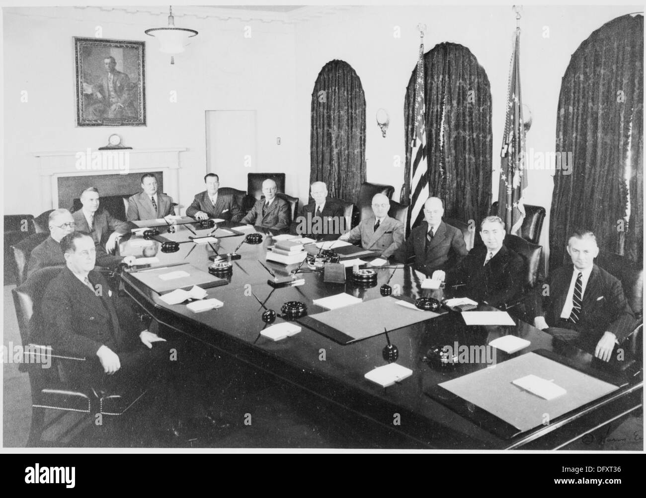 Photograph of President Truman with his in the Room of