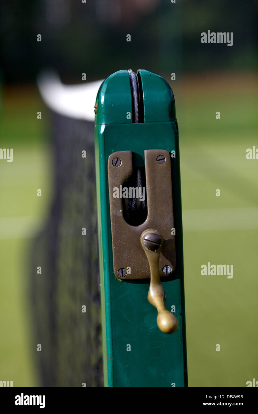 shot of side of tennis net showing handle Stock Photo Alamy