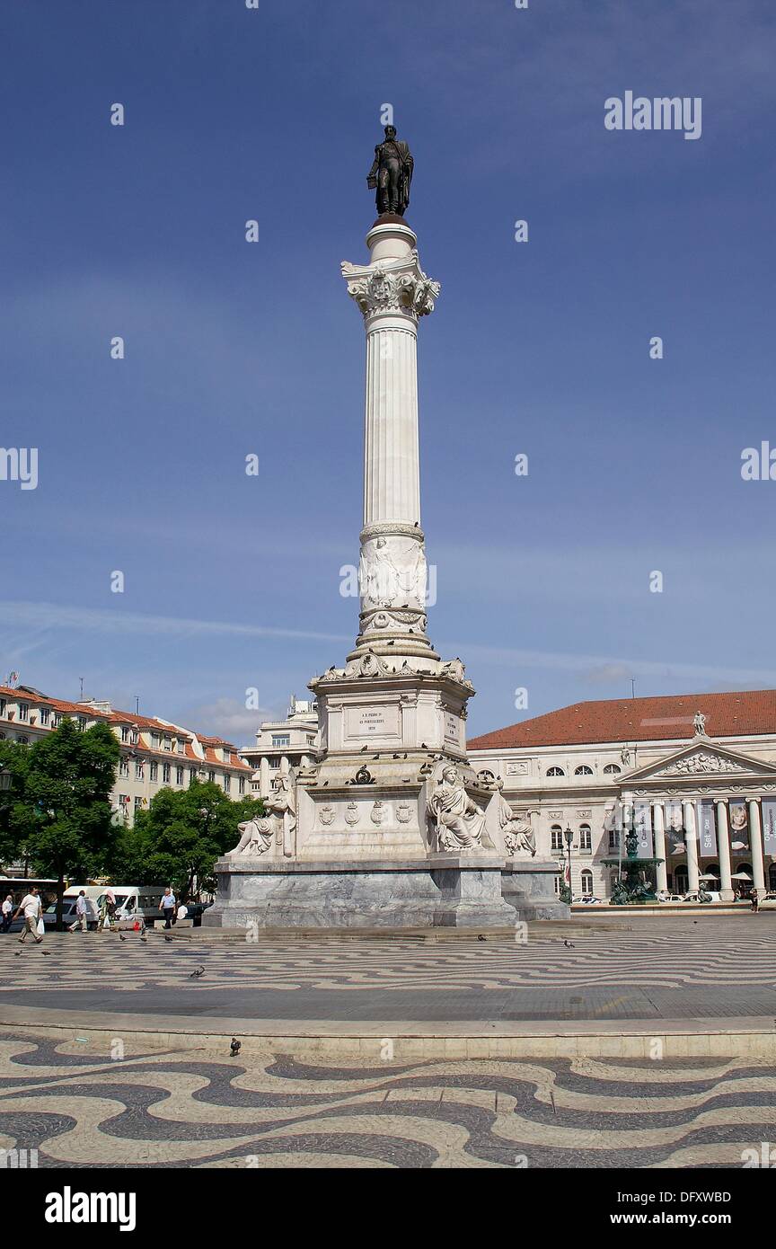 Lisbon Portugal Plaza De Don Pedro Iv In The Historic Lisbon Stock Photo Alamy