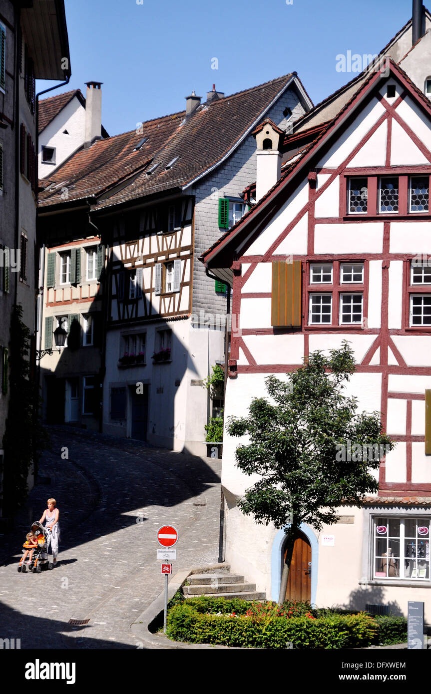Baden (Argovia, Switzerland) houses in the city’s center Stock Photo