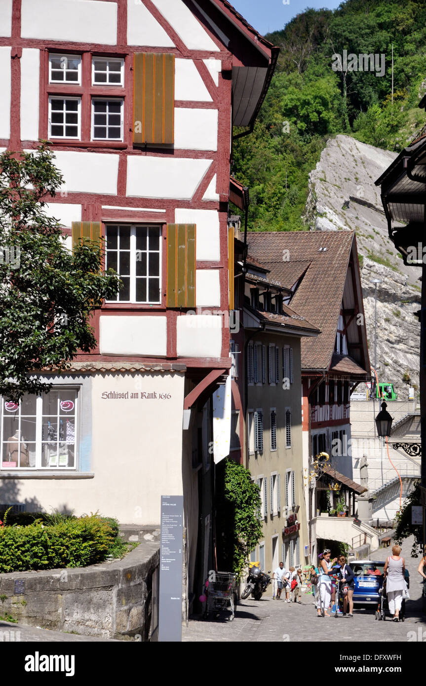 Baden (Argovia, Switzerland) houses in the city’s center Stock Photo