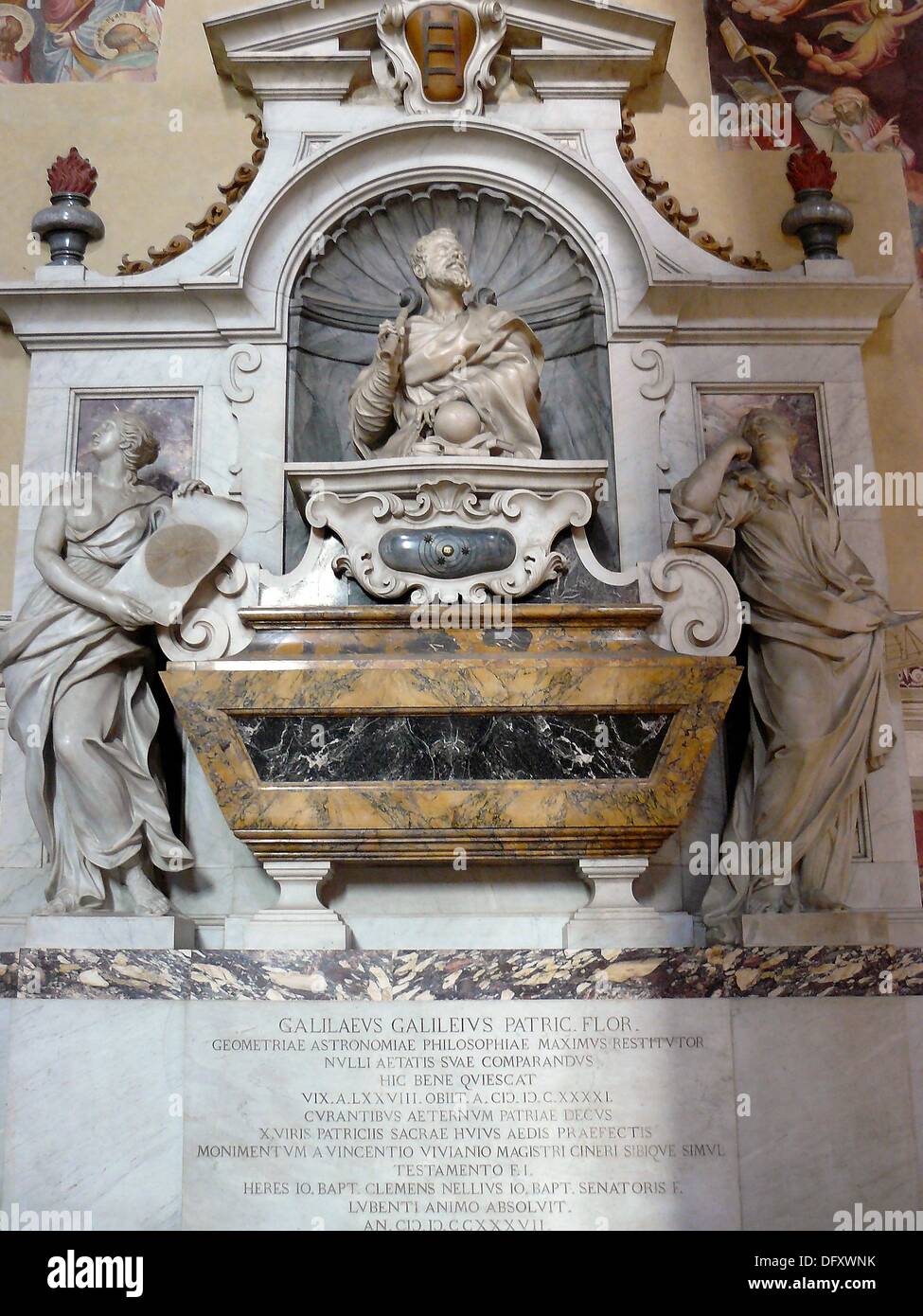 Florence Italy Galileo´s tomb inside the Basilica of Santa Croce in the