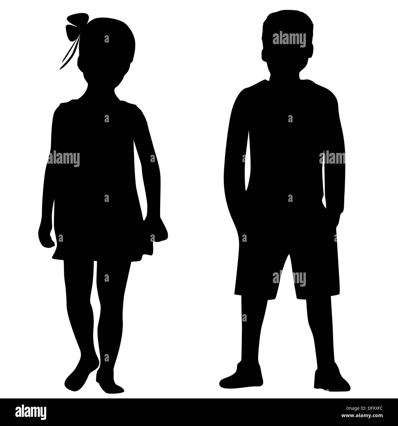 Boy Girl Silhouettes Black And White Stock Photos Images Alamy