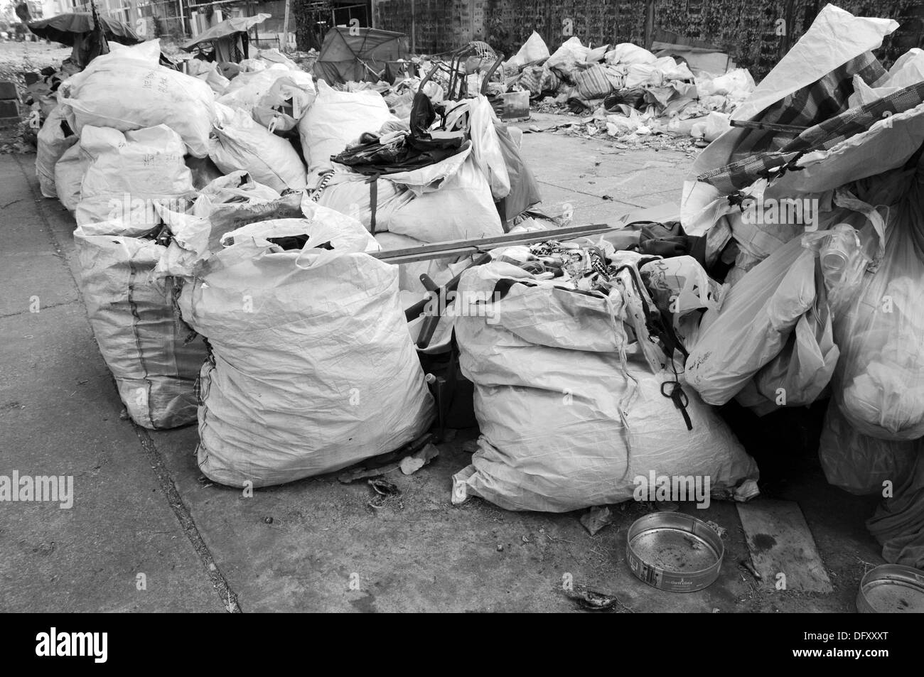 Garbage bags to a collection point in Bangkok Stock Photo Alamy