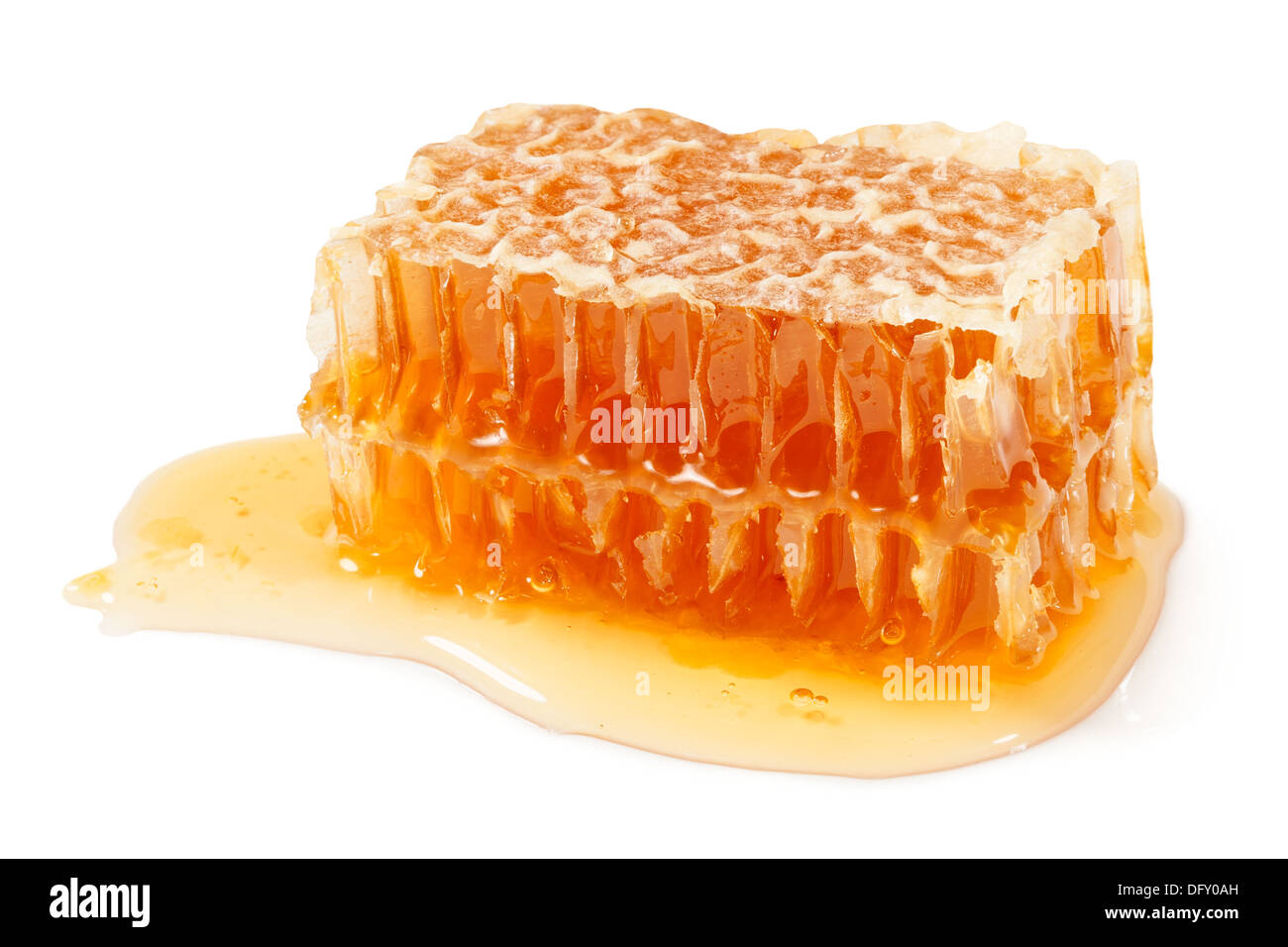 honeycomb chunk on white background Stock Photo
