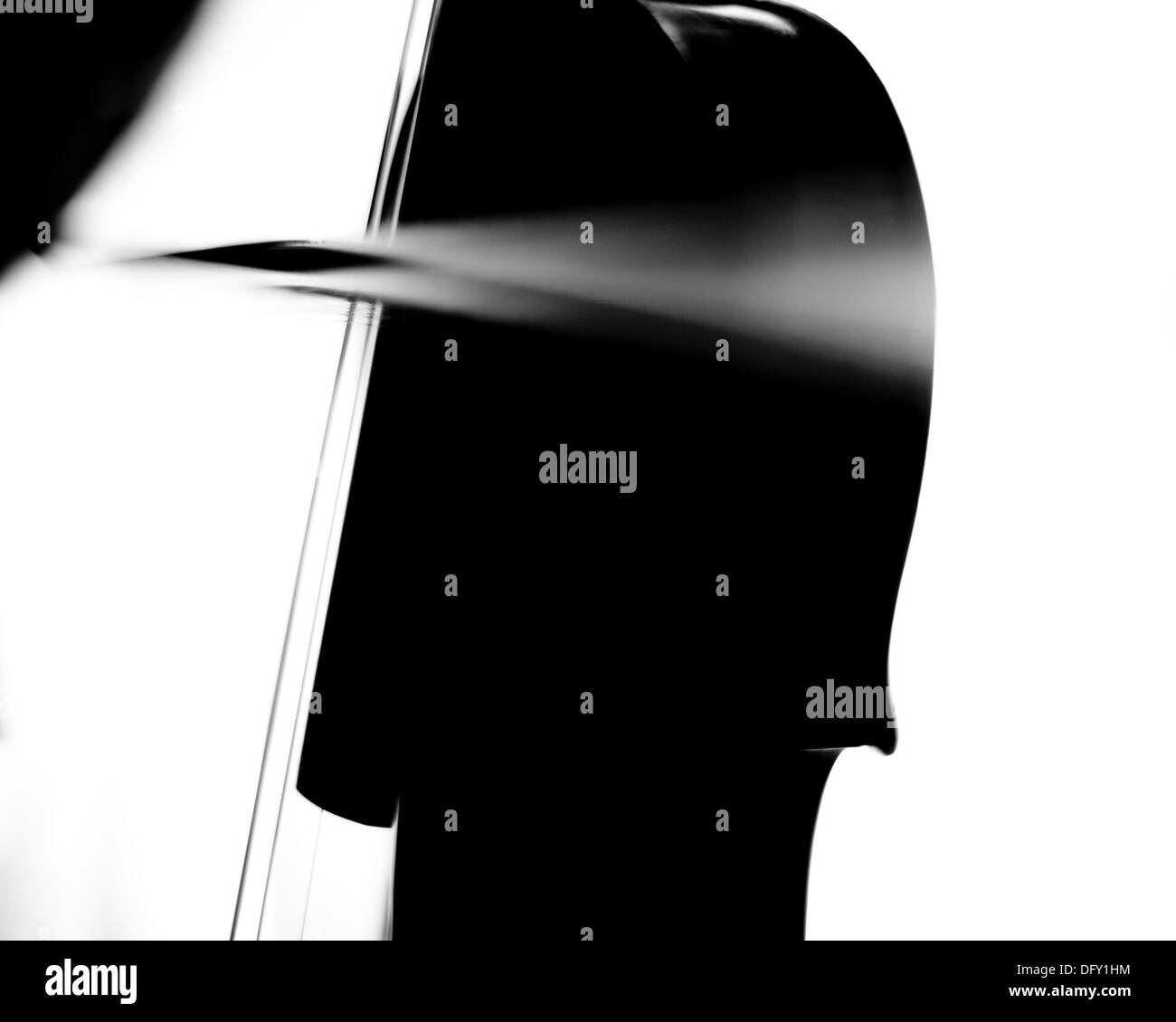 Detail of a violin and bow making music Black and white Abstract