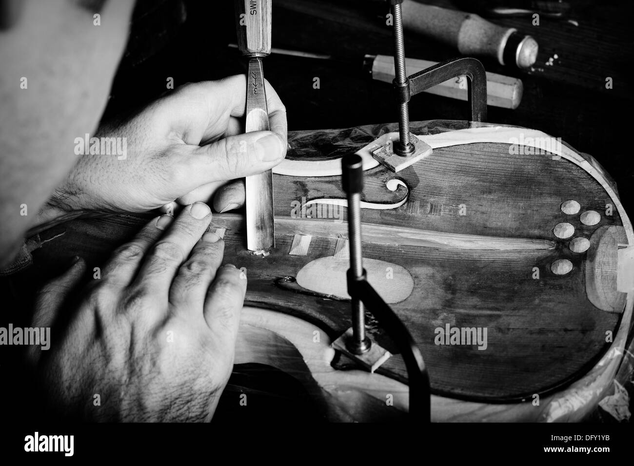 Manufacturing musical instruments Black and White Stock Photos & Images Alamy
