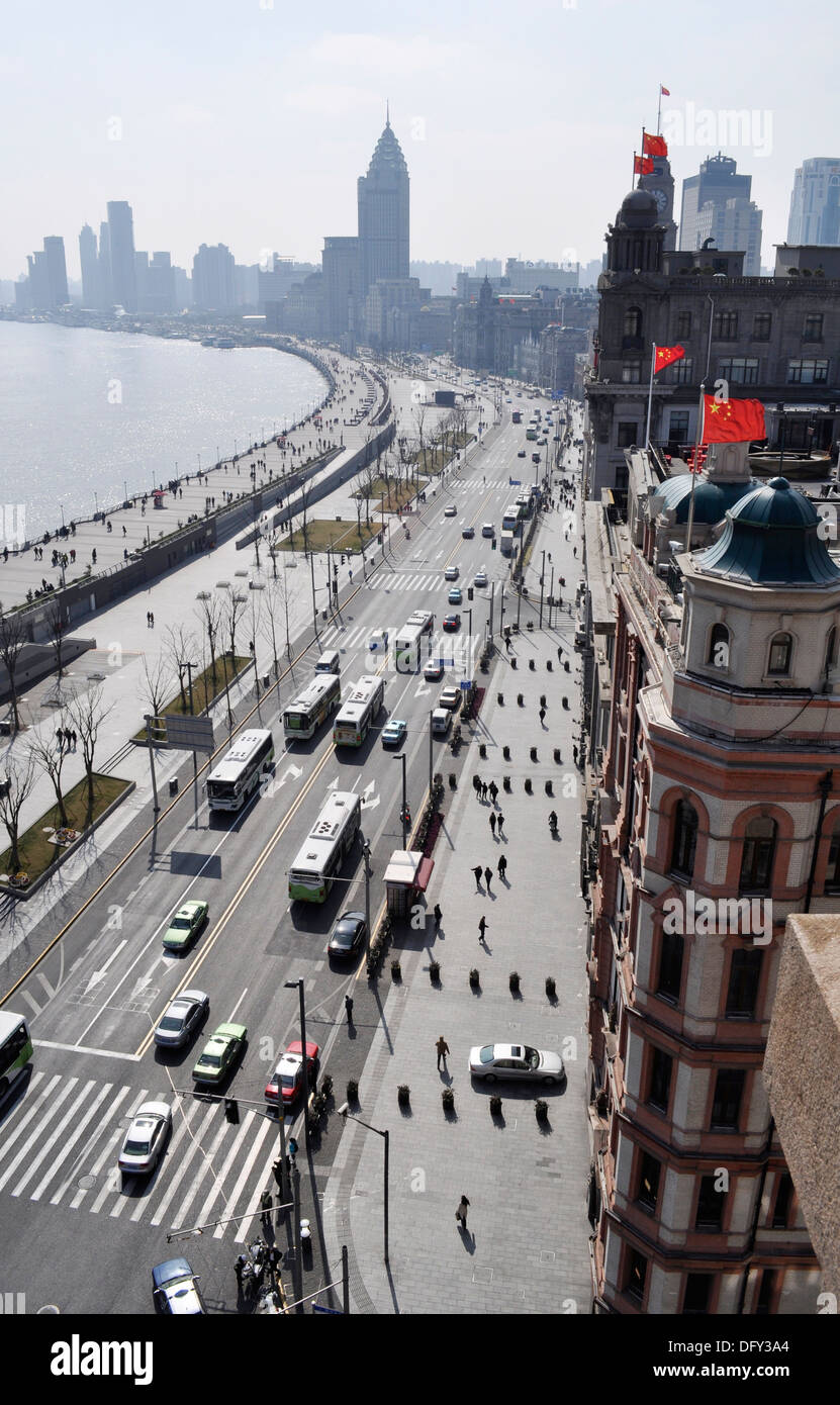 Shanghai China Zhong Shan Road And The Bund Seen From The - 