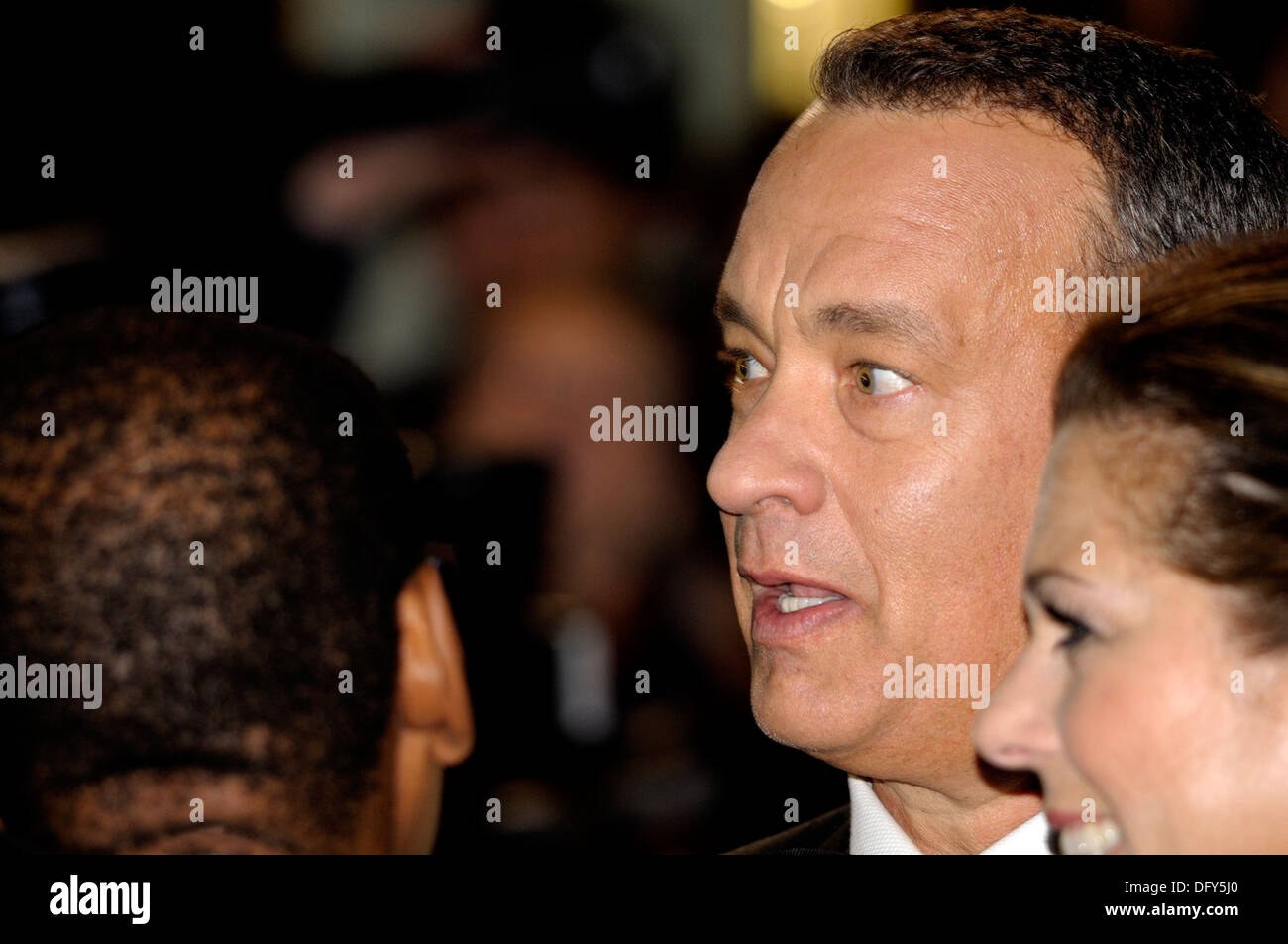 Tom Hanks and wife Rita Wilson at the Gala Premiere of 'Captain Phillips', London, 9th October 2013 Stock Photo