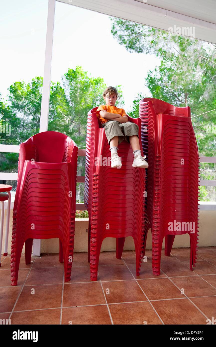 A stack online of chairs